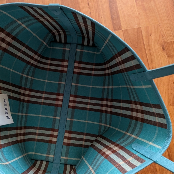 Burberry Light Blue Tote with Plaid Accent - Picture 8 of 11
